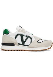 Valentino Garavani White & Beige VLogo Pace Low-Top Sneakers