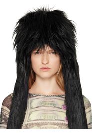 VAQUERA Black Furry Faux-Fur Aviator Hat