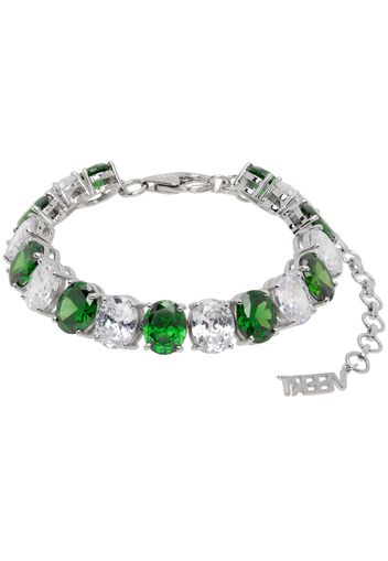 VEERT White Gold 'The Clear & Green Tennis' Bracelet