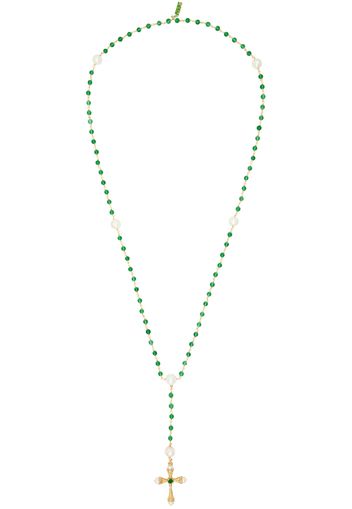 VEERT Green & Gold 'The Green Onyx & Freshwater Pearl' Necklace