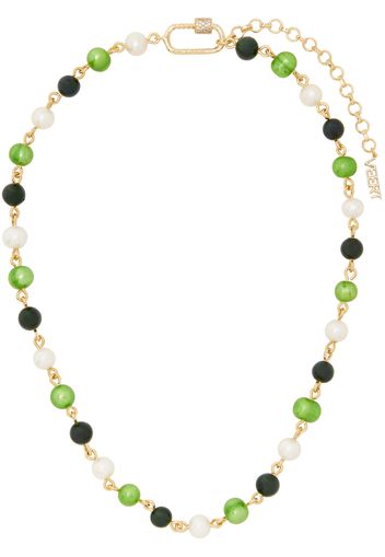 VEERT White & Green Onyx & Malachite Freshwater Pearl Necklace