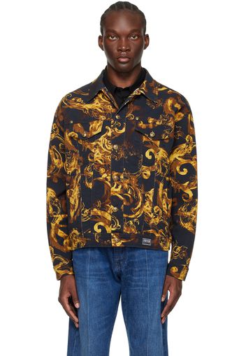 Versace Jeans Couture Black Watercolour Couture Denim Jacket