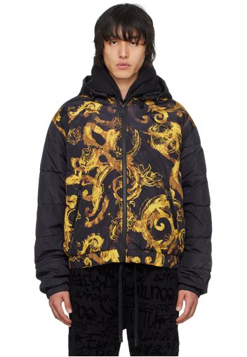 Versace Jeans Couture Black Watercolor Couture Down Jacket