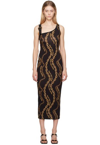 Versace Jeans Couture Black & Gold Chain Couture Midi Dress