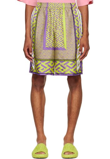 Versace Green 'La Greca' Shorts