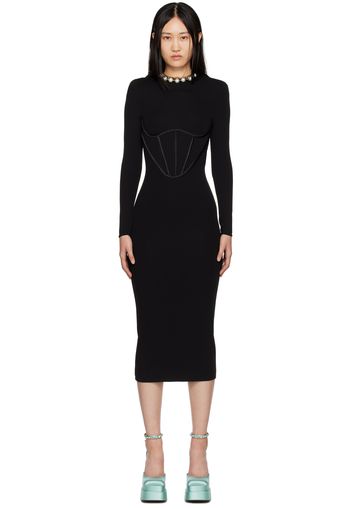 Versace Black Corset Midi Dress