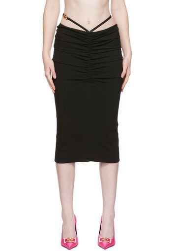 Versace Black Georgette Midi Skirt