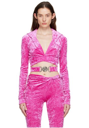 Versace Pink Medusa Biggie Crop Hoodie