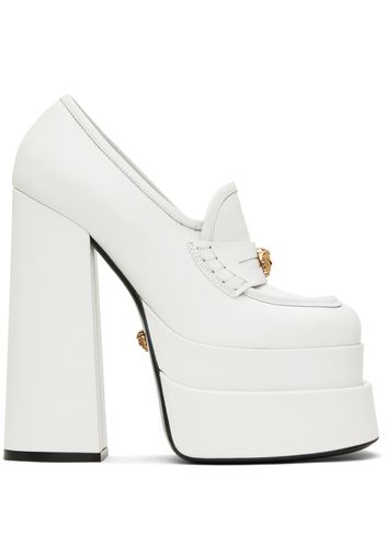 Versace White Aevitas Platform Loafers