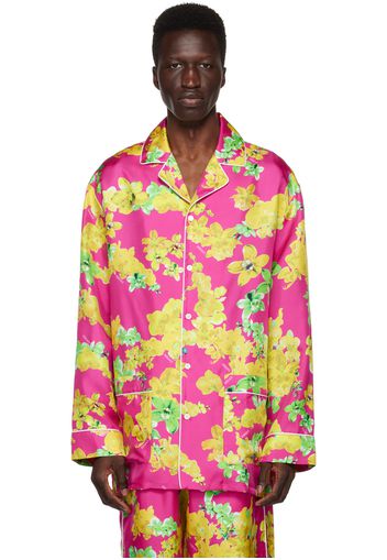 Versace Underwear Pink Floral Pyjama Shirt