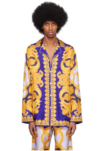 Versace Underwear Blue & Yellow Barocco 660 Pyjama Shirt