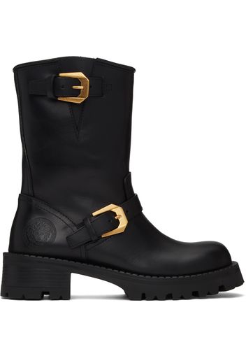 Versace Black Buckled Boots