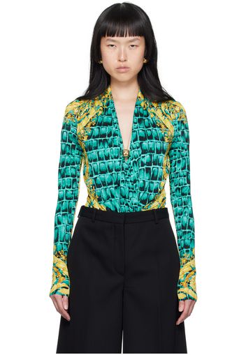 Versace Blue Baroccodile Bodysuit