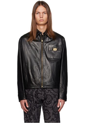 Versace Black Zip Leather Jacket