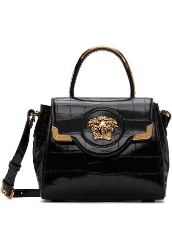 Versace Black Croc-Effect 'La Medusa' Small Bag