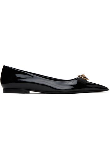 Versace Black Gianni Ribbon Ballerina Flats