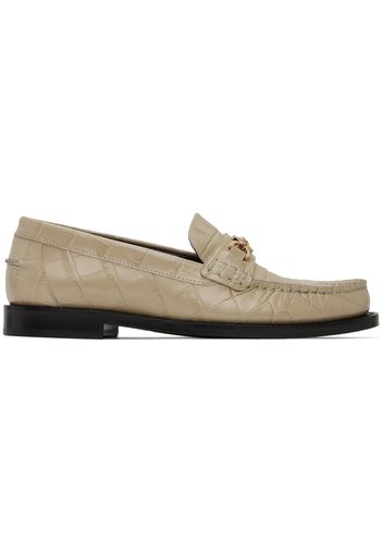 Versace Beige Croc-Effect Medusa '95 Loafers