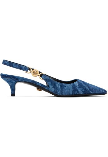 Versace Blue Barocco Denim Heels