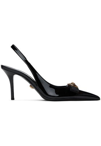 Versace Black Gianni Ribbon Slingback Pumps