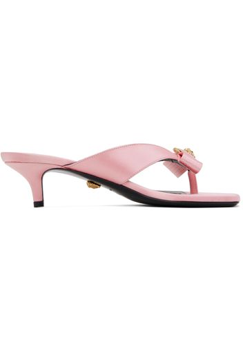 Versace Pink Gianni Ribbon Low Satin Mules