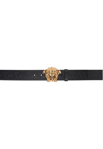 Versace Black 'La Medusa Greca' Leather Belt