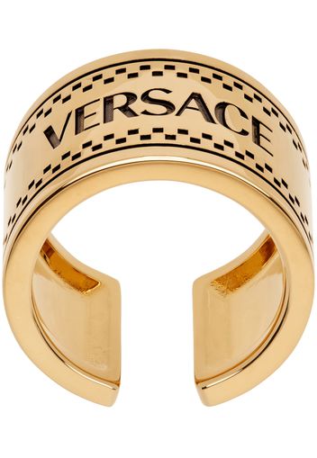 Versace Gold 90s Vintage 'Versace' Logo Ring