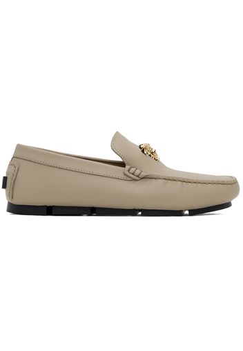 Versace Beige La Medusa Driver Loafers