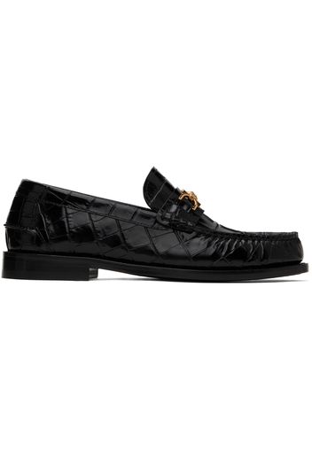 Versace Black Croc-Effect Medusa '95 Loafers