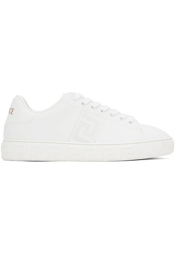 Versace White Embroidered Greca Sneakers