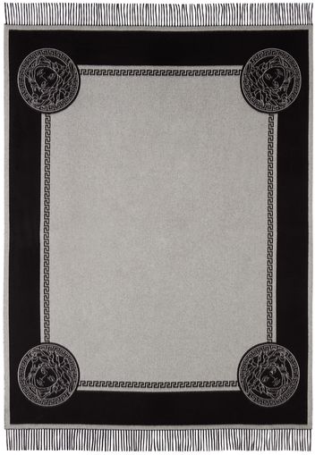 Versace Black & White Icon Fringed Blanket