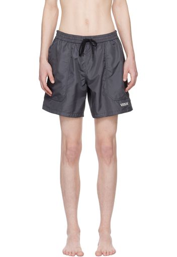 Versace Underwear Gray Reversible Barocco Swim Shorts