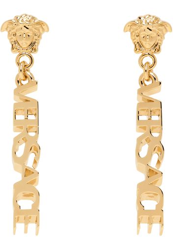 Versace Gold 'La Medusa' Logo Drop Earrings