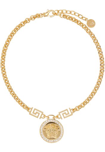 Versace Gold Crystal 'La Medusa' Greca Necklace