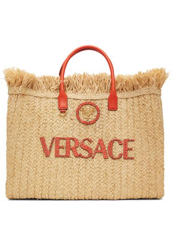 Versace Beige 'La Medusa' Raffia Tote