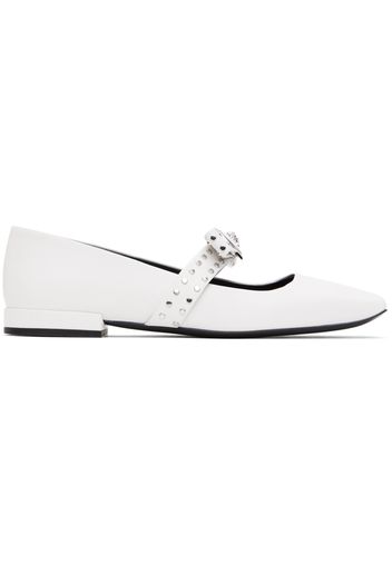 Versace White Gianni Ribbon Studded Ballerina Flats