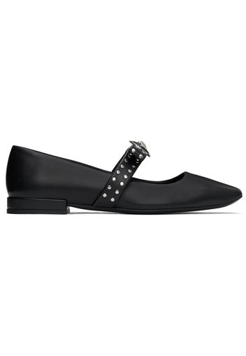 Versace Black Gianni Ribbon Studded Ballerina Flats