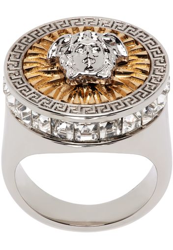 Versace Silver Crystal Icon Ring