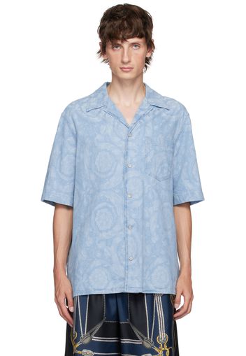 Versace Blue Barocco Chambray Shirt