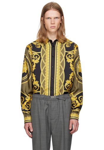 Versace Black & Gold 'La Coupe Des Dieux' Silk Shirt