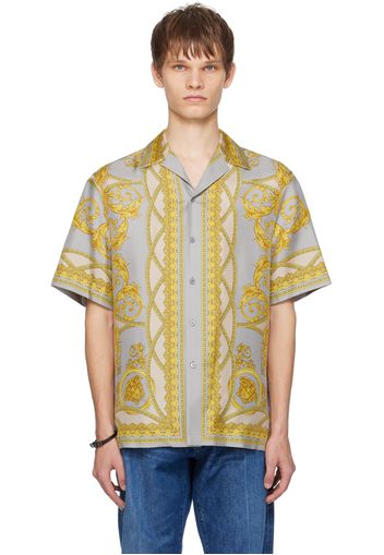 Versace Gray Barocco Silk Shirt