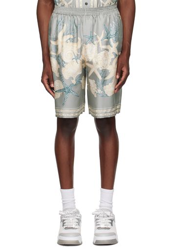 Versace Gray Barocco Sea Shorts