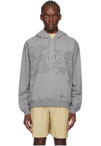 Versace Gray Barocco Sea Hoodie