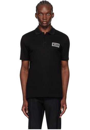 Versace Black Embroidered Logo Polo