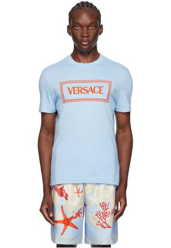 Versace Blue Embroidered Logo T-Shirt