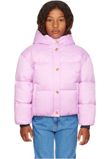 Versace Kids Pink Barocco Jacquard Down Jacket