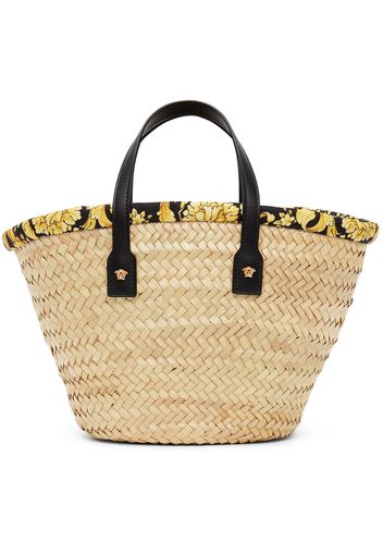 Versace Kids Beige Barocco Straw Bag