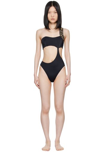 Versace Underwear Black Greca Border One-Piece Swimsuit