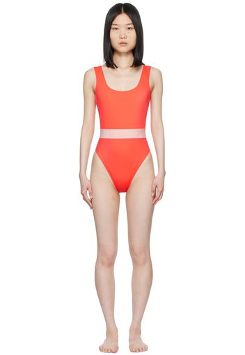 Versace Underwear Orange Greca Border One-Piece Swimsuit