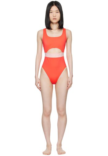 Versace Underwear Orange Greca Border One-Piece Swimsuit