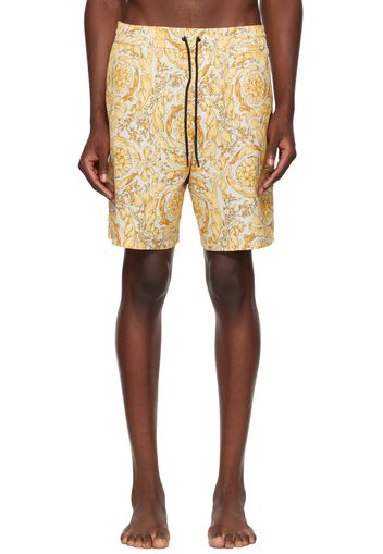 Versace Underwear Yellow Barocco Swim Shorts